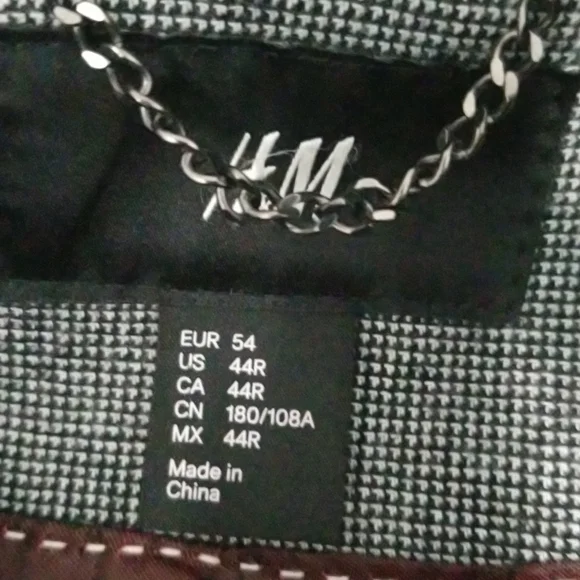 H&M Men's Coat Size 44R Black & White - Picture 3 of 3